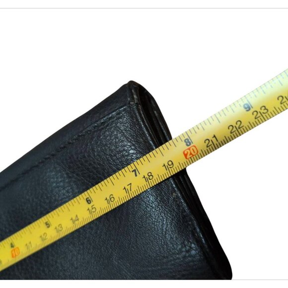 Roots Wallet Black Leather Tri Fold Clutch Pebbled Snap Wallet zip Coin Pouch - Picture 5 of 5